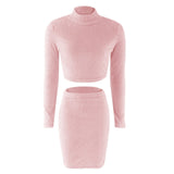 Women Two Piece Set Crop Sweater and Pencil Skirt