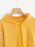 Contrast Checked Sleeve Crop Hoodie