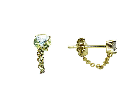 CZ Stud Chain Earring