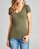 Simple Olive Round Neck T-Shirt