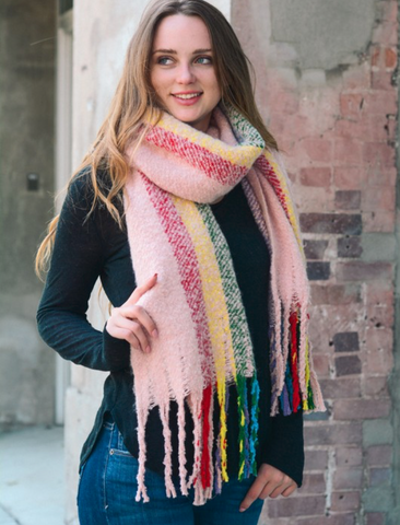 Super Soft Rainbow Large Tassel Scarf