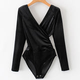 Long Sleeve V-Neck Backless Bodysuit