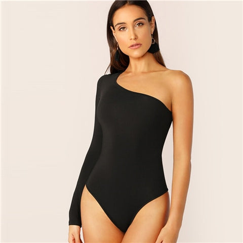 One Shoulder Form Fitting Bodysuit