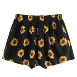 Sunflower Print High Waisted Shorts