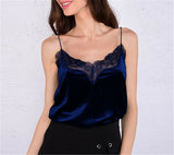 Summer Women Satin Silk Lace Tank Tops Vest Blouse Female Casual Crop Camisole Top Sexy Lace Solid Backless Vest