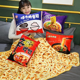 Instant Noodles Blanket with Ramen Packet Plush Pillow