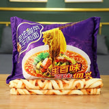 Instant Noodles Blanket with Ramen Packet Plush Pillow