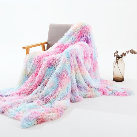 Shaggy Faux Fur Long Hair Decorative Throw Blanket