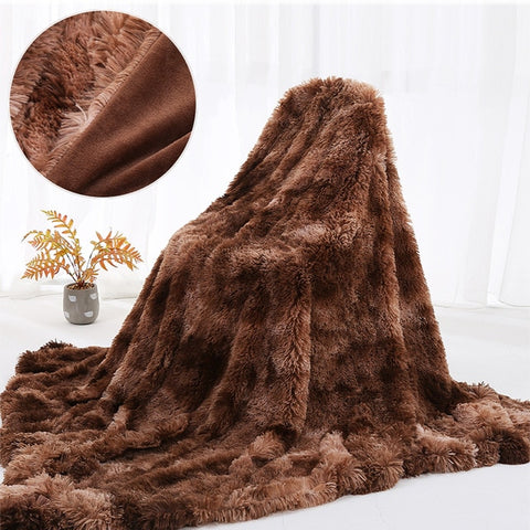 Shaggy Faux Fur Long Hair Decorative Throw Blanket
