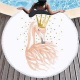 Flamingo Tassel Round  Microfibre Towel