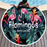 Flamingo Tassel Round  Microfibre Towel