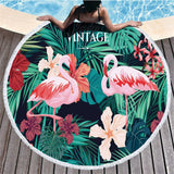 Flamingo Tassel Round  Microfibre Towel