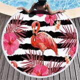 Flamingo Tassel Round  Microfibre Towel