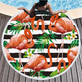 Flamingo Tassel Round  Microfibre Towel