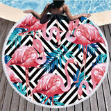 Flamingo Tassel Round  Microfibre Towel