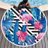 Flamingo Tassel Round  Microfibre Towel