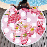 Flamingo Tassel Round  Microfibre Towel