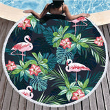 Flamingo Tassel Round  Microfibre Towel