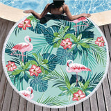 Flamingo Tassel Round  Microfibre Towel