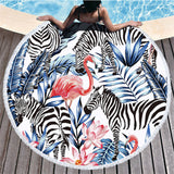 Flamingo Tassel Round  Microfibre Towel