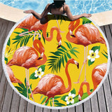 Flamingo Tassel Round  Microfibre Towel