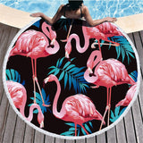 Flamingo Tassel Round  Microfibre Towel