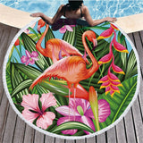 Flamingo Tassel Round  Microfibre Towel