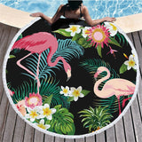 Flamingo Tassel Round  Microfibre Towel