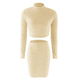 Women Two Piece Set Crop Sweater and Pencil Skirt